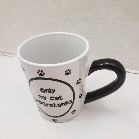 Feline ONLY MY CAT UNDERSTANDS Mug Cup Enjoy Life Black & White - Picture 6 of 8